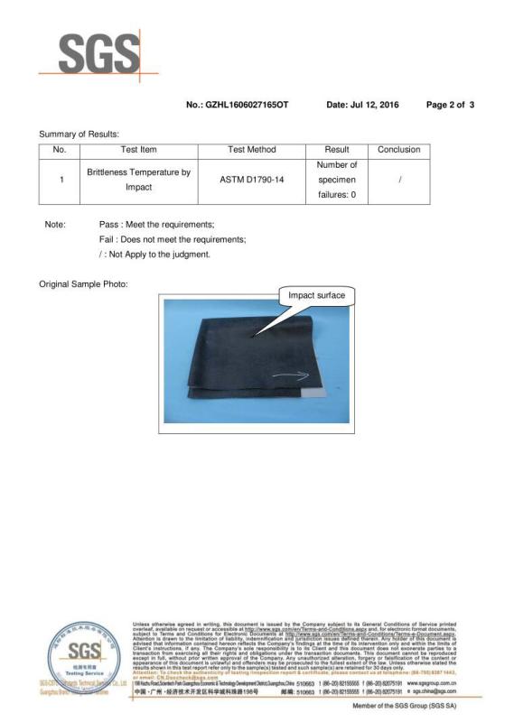 Test of brittleness temperature by impact - Xleisure Limited