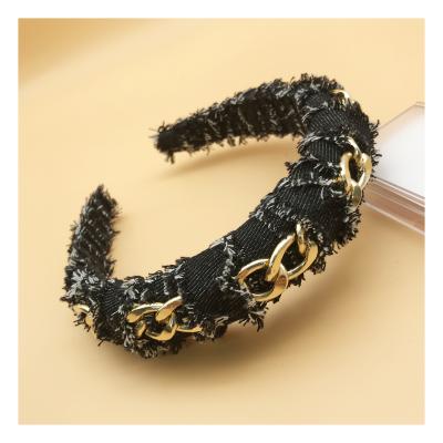 China Fashional 2021 Lady Cowboy Chain Hair Accessories Crystal Headbands Luxury Headwear Designer Headband Pretty for sale