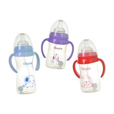 China BPA free baby milk bottle wholesaler food grade pp 200ML 240ML 300ML cartoon material animal feeding bottle for sale