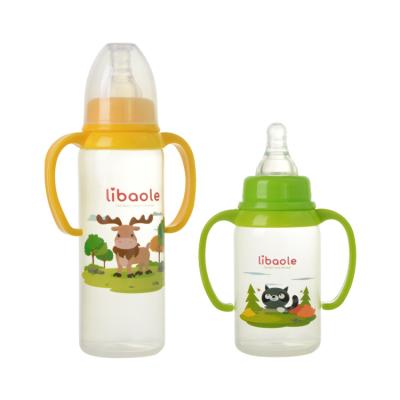 China Factory Direct Sales BPA Free Baby Bottle Standard Neck With Handle 120ml 250ml Food Grade Silicone Feeding Bottle for sale