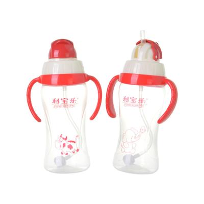 China Customized BPA Free Outdoor Travel Baby Drinking Practicing Water Bottle With Color Handle Kids pp Straw Cup for sale