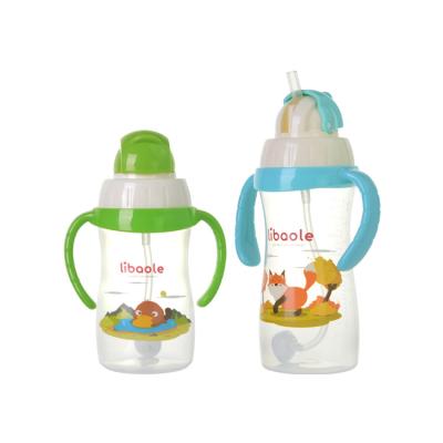 China BPA Free Baby pp Straw Bottle With Learn Silicone Cover Handle Double Drinking Portable Water Drinking Sippy Milk Cup for sale