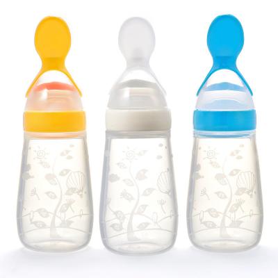 China BPA Free Baby Spoon Bottle Feeder Dropper Newborn Auxiliary Silicone Administers 125ml Silicone Squeeze Baby Spoon Bottle With Spoon for sale