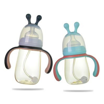 China Factory Clean BPA Free New Design Eco-friendly PPSU Handle Baby Feeder Bottle Feeding Bottle For Breastmilk Feeding 240ml 300ml for sale