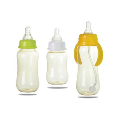 China Hot Sale BPA Free LOGO PPSU Custom Baby Bottle With Handle Baby Bottle 9oz 6oz 4oz for sale