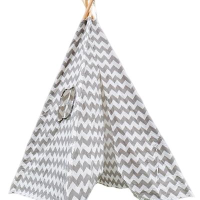 China Sports Toy Wuyi Guandi Five Poles Toddlers Boys Girls Boys Playhouse Indian Playhouse Pompom Lace Cotton Canvas Teepee for sale