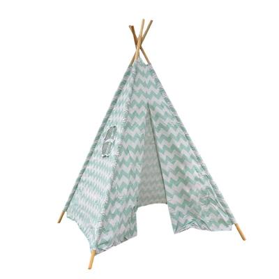 China Soft Toy Wuyi Guandi 2022 Multiple Colors Striped Kids CanvasTent Polish Wooden Indian Tent for Girls and Boys for sale