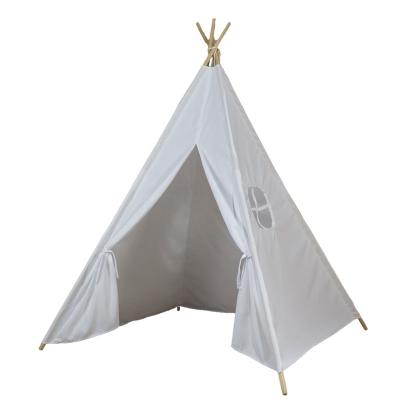 China Sports Toy Wuyi Guandi Foldable Dark Tone Play Tents for Girl and Boy Canvas Tepee Theater House Tent for Kids for sale