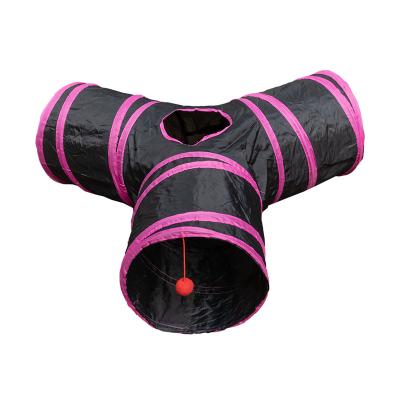 China Three Way Breathable Toys Ring Paper Tunnel Pet Products Drill Bucket Goods For Cats Collapsible Pets Cat Channel for sale