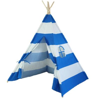 China New Wholesale Playhouse Canvas Soft Fabric Kids Teepee Tent Kids Room Decor Baby Indoor Sleepover Tent With Low Mat for sale