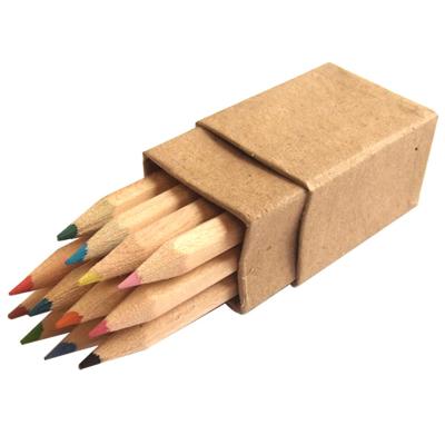 China Wrinting or Quadrilateral Drawing Promotional Paper Box Packed 12 Color Mini Short Pencil Set for School Supplies for sale