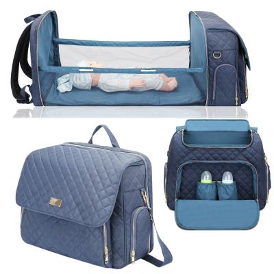 China New Factory Design Quilted Backpack Travel Baby Diaper Bag With Changing Station Diaper Backpack Portable Diaper Bags for sale