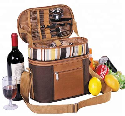 China New style .suitable the beach side collection picnic bag with 2 person dinner set for sale