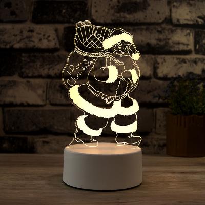 China Custom Creative Anime Kids 3d Illusion Baby Cartoon Photo Acrylic Table Desk Led Night Ligh Santa Claus Christmas Lamp Decor for sale