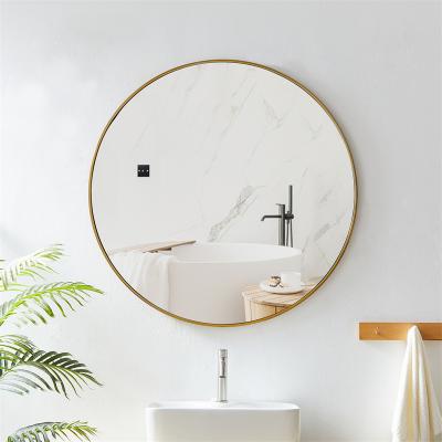 China Bathroom Minimalist Round Mirror Frame Dressing Table Mirror Storage Solid Wood Wall Mirrors (Old for sale