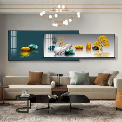 China Large CLASSIC Chinese Minimalist Landscape Living Room Landscape Free Sample Field Sofa Background Wall Art Decoration Painting for sale