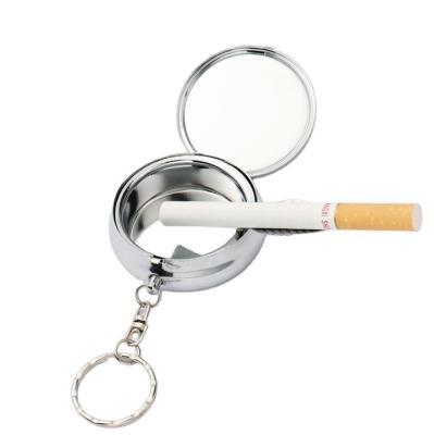 China Morden Portable Metal Pocket Circular Ashtray Key Chain With Cigarette Sniffer for sale