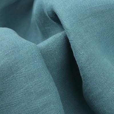 China 14s Linen Herringbone Twill Sand Washed Fabric for TWILL Trousers Dress Suit Jacket for sale