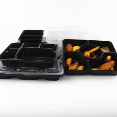 China Freshness Preservation 3 4 5 6 Compartment Bento Lunch Box Quick Take Out Disposable Food Packaging Wholesale Disposable Fast Food Container for sale