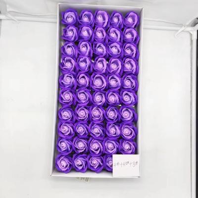 China 50pcs/Box Foam Roses Bath Soap Durable Decorative 3-Layer Artificial Flower Head For Wedding And Valentine's Day for sale