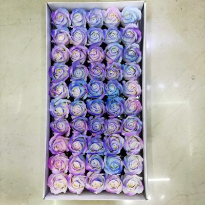 China 50pcs/Box Durable Never Fade Artificial Symphony Rose Soap Flower Head in Box for Party Home Decoration for sale