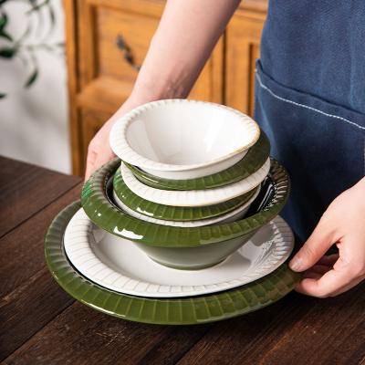 China Sustainable Custom Porcelain Restaurants Bowl Dishes Plates Dinner Set Home Dinnerware Ceramic Dinnerware Set for sale