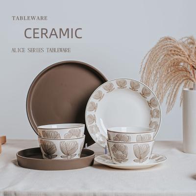 China Wholesale Viable Gray Stoneware Gray Porcelain Ceramic Tableware Dinnerware Set European Style for sale