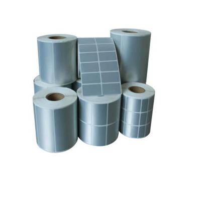 China Custom Direct Thermal Label 30Mm, 40Mm, 75Mm Empty Barcode Label Roll Barcode Printer Silver Label Paper for sale