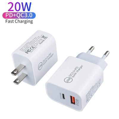 China Dual Ports QC3.0 Palladium 20W USB-C Power Adapter EU USA Plug Wall Charger USB C Fast Charging 20W Mobile Phone Accesses QC3.0 For Apple iPhone 12 13 for sale