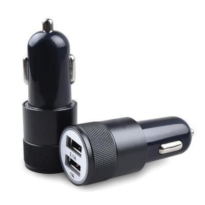 China Best Selling Portable Aluminum Alloy USB Car Charger Adapter 5V 2A Dual USB Car Charger for Mobile Phone for sale