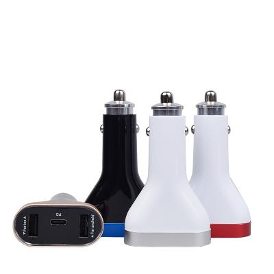 China New Mobile Phone Fast Car Charger 54W 5V 2.1A 5V 3.4A Palladium 5V 3.4A Car Phone Power Adapter 2USB Port + 1PD Fast Car Phone Charger for sale