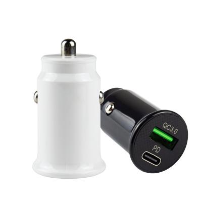 China New Arrival 18W 2 USB Port Mobile Phone QC3.0 USB Mini Fast Charging Type C Palladium Car Mobile Phone Charger for sale