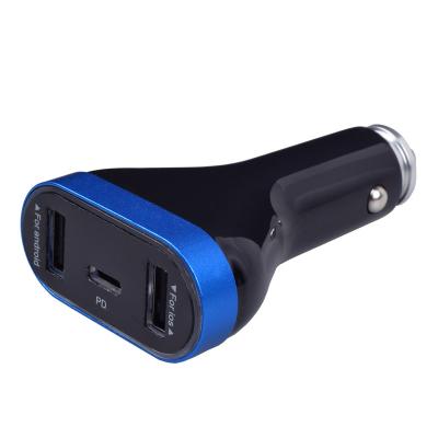 China Mobile Phone 54W Dual USB Plus 1 Port PD Car Travel Charger Fast Charging Adapter For Iphone For Android for sale