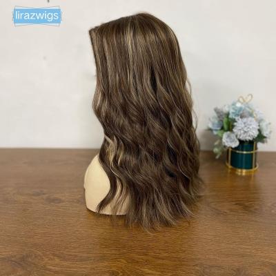 China Natural Wave China Jewish Wigs Factory Non-Layered Balayage Hair Wigs Ash Blonde Swiss Lace Hide Jewish Top Lace Wig Supplier for sale