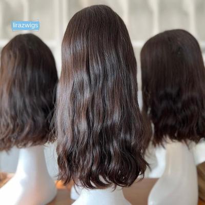 China Silk Top Lace Front Wig Multidirectional With Wave Customization Wig 100% Natural Virgin European Kosher Jewish Hair for sale