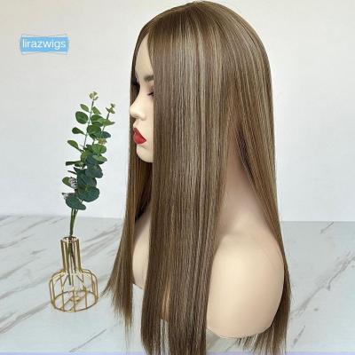 China Factory Supplier Virgin Hair European Luxury Straight 100% Silk Top Jewish Kosher Wigs Dimensional Blonde for sale