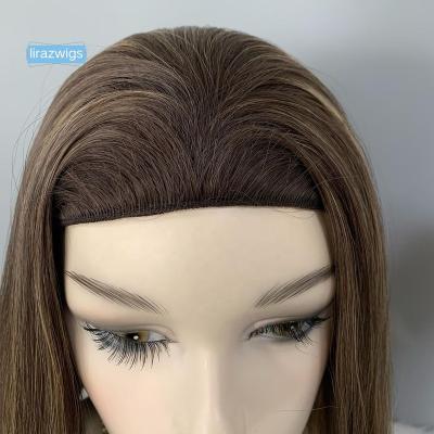 China Wholesale Straight European Virgin Human Hair Unprocessed Brunette Tape Drop Kosher Jewish Wig for sale