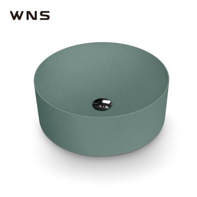 China Modern Artificial Stone Round Basins Drop Down Washbasin Acrylic Matte Outdoor Bathroom Built-In Wash Basin for sale