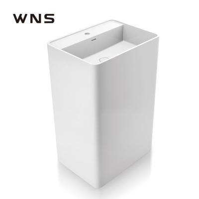 China Modern Newly Designed Matt Resin Stone Pedestal Wash Basin For Bathroom Hand Washing With Various Specifications In Reasonable Price for sale