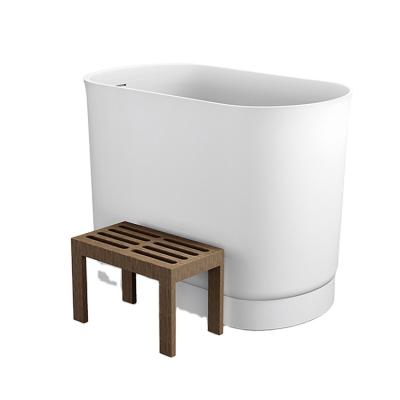 China Freestanding White Matte Solid Surface Small Bathtub Artificial Stone Bathtub for sale