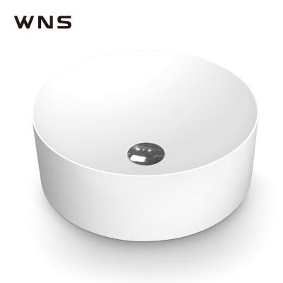 China Modern Artificial Stone Round Basins Sink Acrylic Solid Outdoor Bathroom Built-In Wash Basin for sale