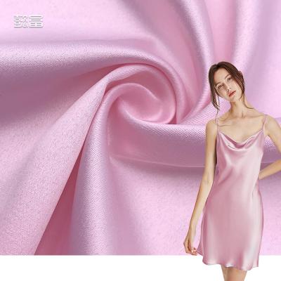 China Stretch High Quality Face Matte Stretch White Silk Wholesale Bridal American Roll Silky Wedding Dress Poly Dull Satin Fabric for sale