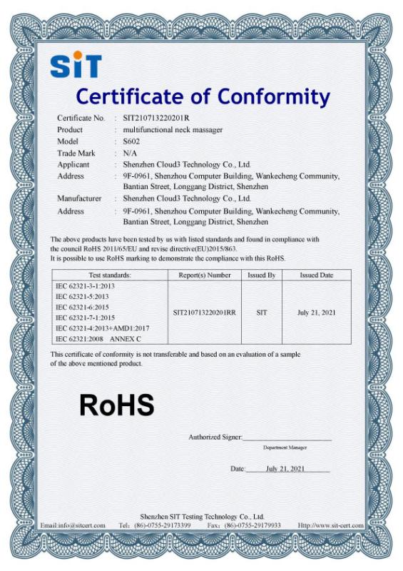 RoHS - Shenzhen Cloud3 Technology Co., Ltd.