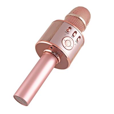 China Handheld Microphone BT Karaoke Wireless Microphone Mic Speaker Machine Birthday Handheld Portable for Festival Kids Gift with Light Cardioid for sale