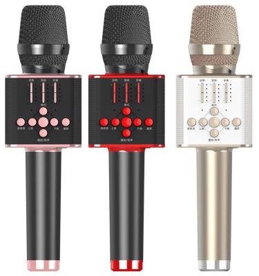 China Professional Well-designed Professional Family Wireless Karaoke Microphone Bluetooths Microphone Portable Conference Speaker With LED Light for sale