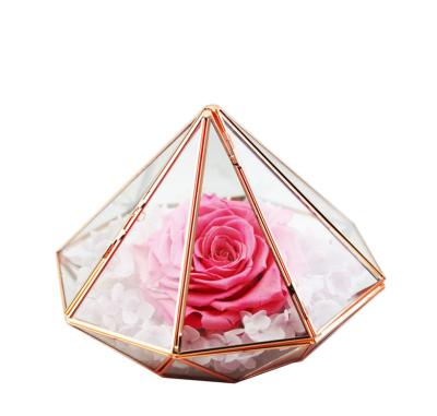 China Custom Design Clear Handmade Wedding Gift Glass Metal Jewelry Box for sale