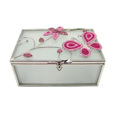 China HX-6421 Folk Art Lacquer Meat And Ceramic Black Glass Jewelry Box Fashion Jewelry Box for sale