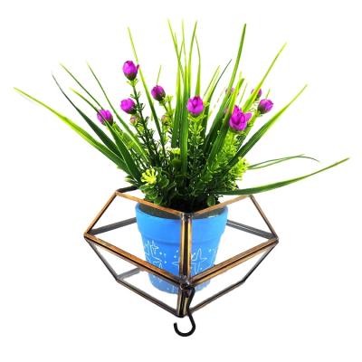 China European Mini Greenhouse Gold Geometric Glass Miniature Glass Vase Plants Mini Greenhouse Kits Wholesale for sale