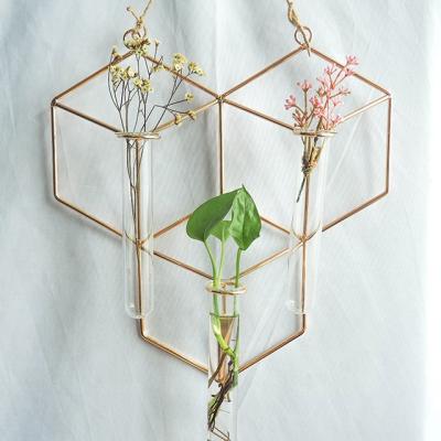 China Minimalist Hanging Glass Tube Vase Test Tube Flower Vase For Home for sale