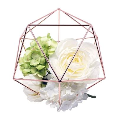 China Mini Geometric Handmade Wedding Flower Greenhouse Wholesale Gold Minimalist Without Glass Geometric Decor for sale